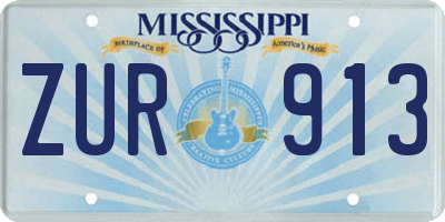 MS license plate ZUR913