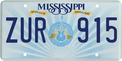 MS license plate ZUR915