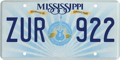 MS license plate ZUR922