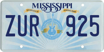 MS license plate ZUR925