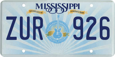 MS license plate ZUR926