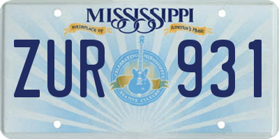 MS license plate ZUR931