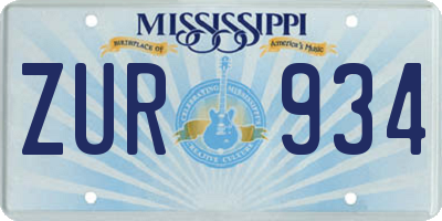 MS license plate ZUR934