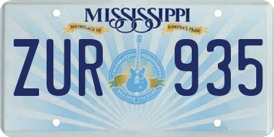 MS license plate ZUR935