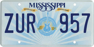 MS license plate ZUR957