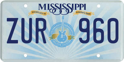 MS license plate ZUR960