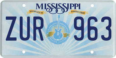 MS license plate ZUR963