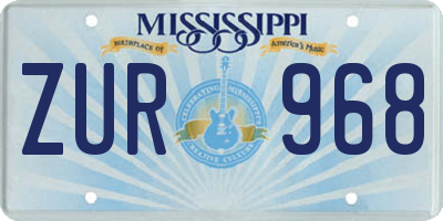 MS license plate ZUR968