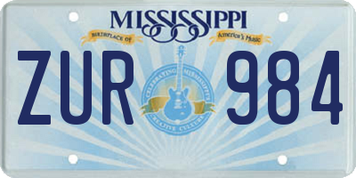 MS license plate ZUR984