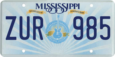 MS license plate ZUR985