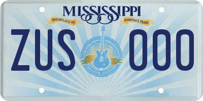 MS license plate ZUS000