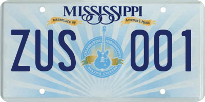 MS license plate ZUS001