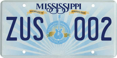 MS license plate ZUS002