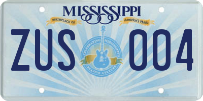 MS license plate ZUS004