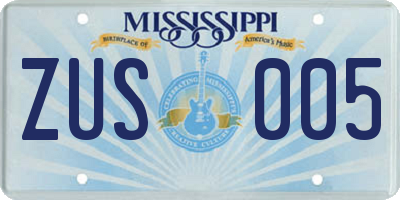 MS license plate ZUS005