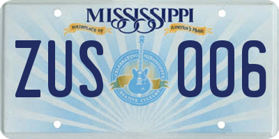 MS license plate ZUS006