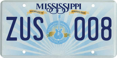 MS license plate ZUS008