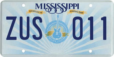 MS license plate ZUS011