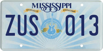 MS license plate ZUS013