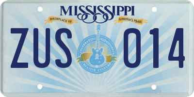 MS license plate ZUS014