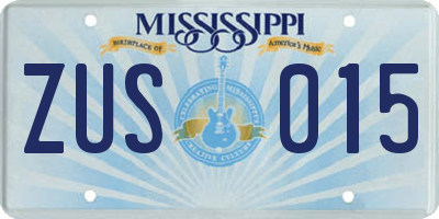MS license plate ZUS015