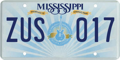 MS license plate ZUS017