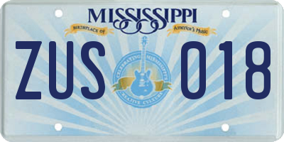 MS license plate ZUS018