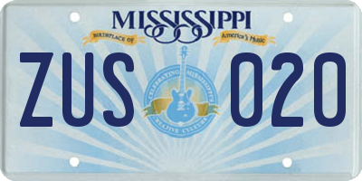 MS license plate ZUS020