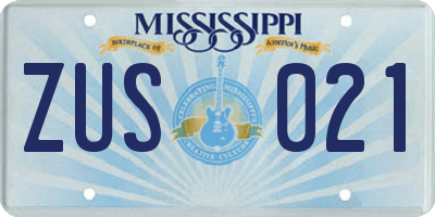 MS license plate ZUS021