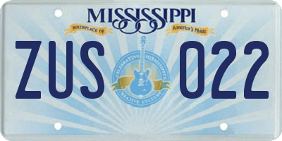 MS license plate ZUS022