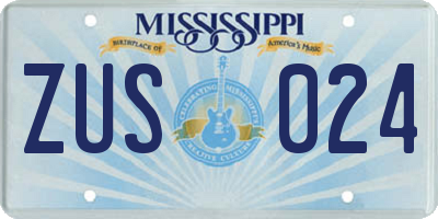 MS license plate ZUS024
