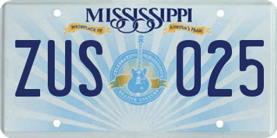 MS license plate ZUS025