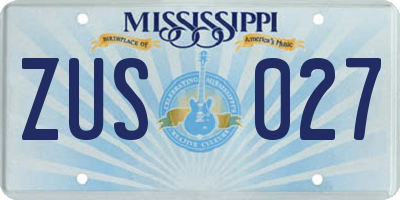 MS license plate ZUS027