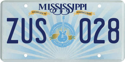 MS license plate ZUS028