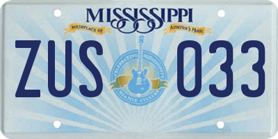 MS license plate ZUS033
