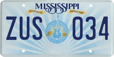 MS license plate ZUS034