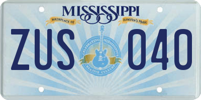 MS license plate ZUS040
