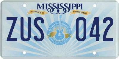 MS license plate ZUS042