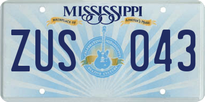MS license plate ZUS043