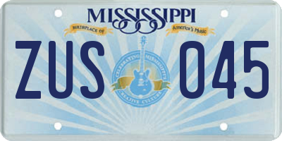 MS license plate ZUS045