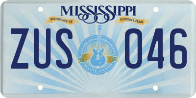 MS license plate ZUS046