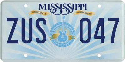 MS license plate ZUS047