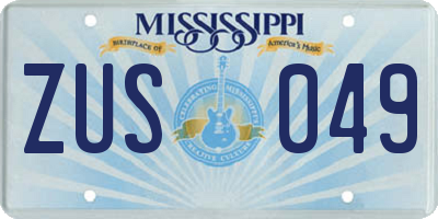 MS license plate ZUS049