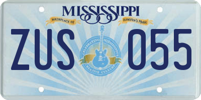 MS license plate ZUS055
