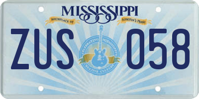 MS license plate ZUS058