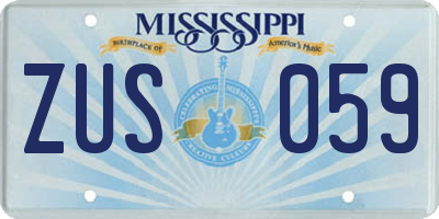 MS license plate ZUS059
