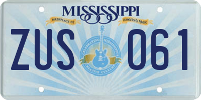 MS license plate ZUS061