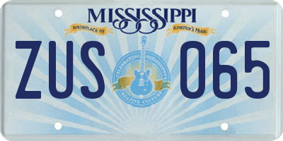 MS license plate ZUS065