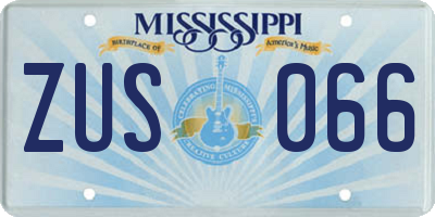 MS license plate ZUS066