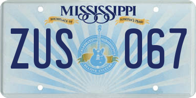 MS license plate ZUS067